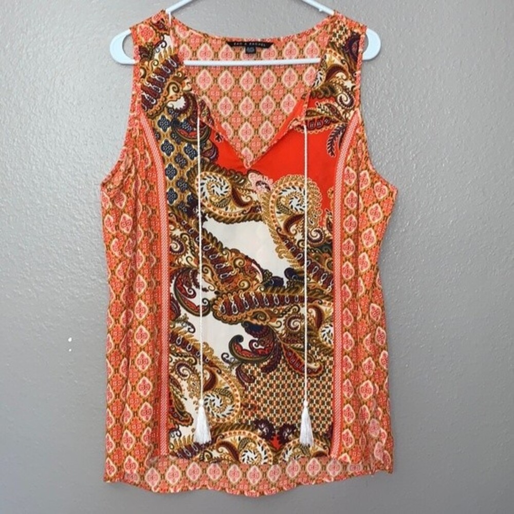 Zac & Rachel sleeveless boho chic lightweight top with tassels. Size XL
